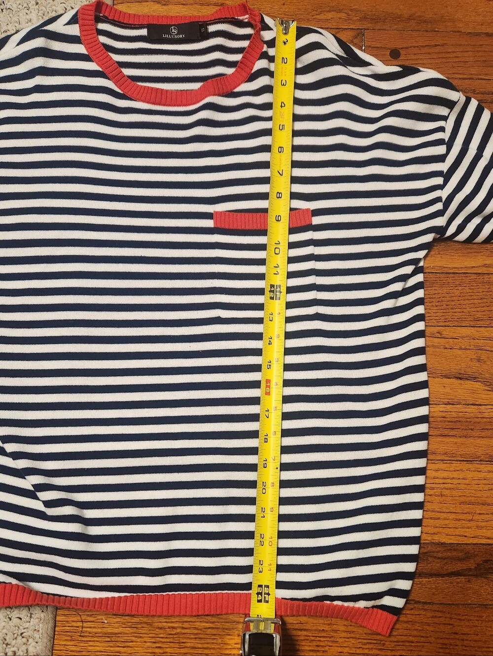 Striped Navy and White Women's Top - Picture 4 of 5